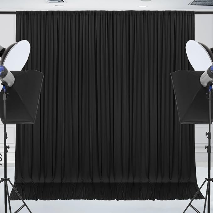 20x10ft Wrinkle Free Black Backdrop Curtain for Parties Soft Fabric Drapes Wedding Black Curtain Backdrop for Birthday Party Decorations Background for Photography 5x10ft, 4 Panels - Image 2