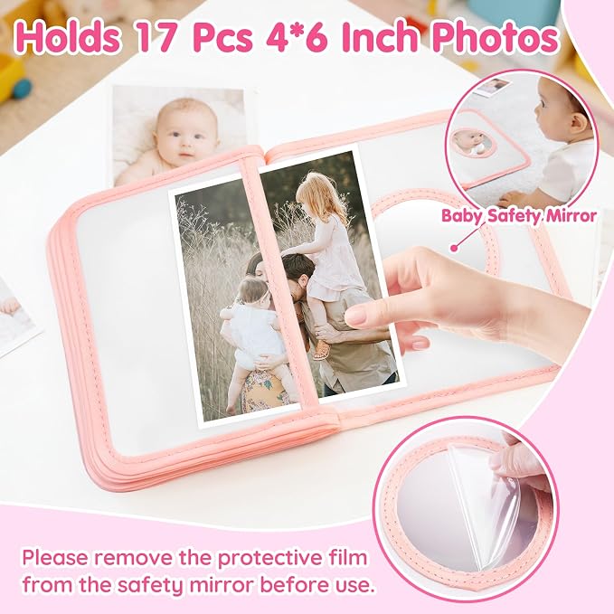 Baby Photo Album, My First Photo Album for Baby & Toddler, Rainbow | 17 Photo Slots(4×6"), Soft Anti-Scratch Edges, Shatterproof Safety Mirror, Star Hanging Hook, Family Memory Keepsake Book - Image 4