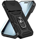 SunStory Phone Case for iPhone 17 Pro Case with HD Screen Protector & Slide Camera Cover & Rotated Ring Kickstand, [Military-Grade] Phone Case for iPhone 17 Pro, Black by SunStory