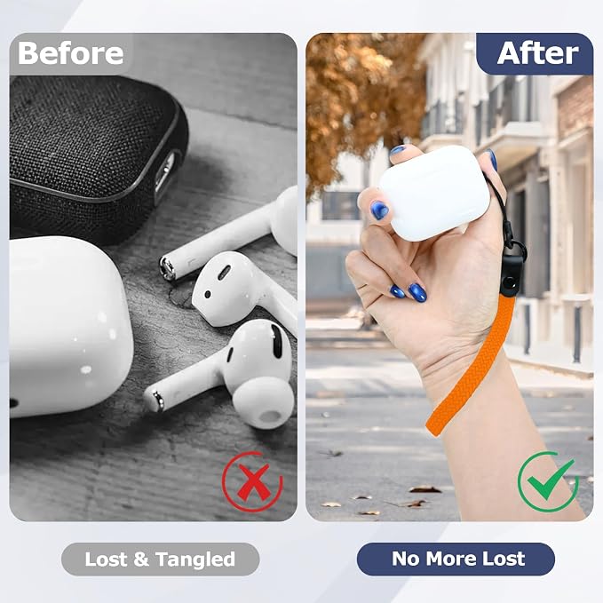 Elastic Nylon Wrist Lanyard for AirPods Case, Anti-Lost Strap for AirPods 1/2/3/Pro/Pro 2 Charging Case, Multi-Functional Wrist Strap for Phones Keys Cameras Small Gadgets, Orange - Image 5