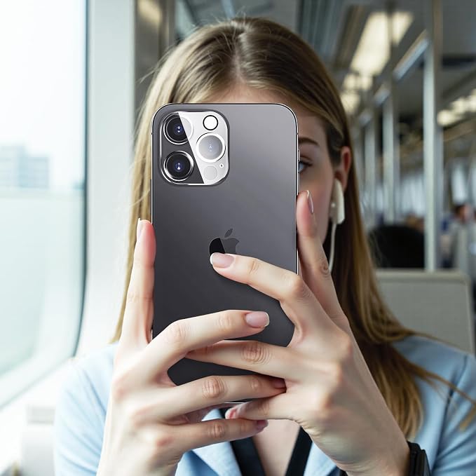 FanTEK Camera Lens Protector Compatible with iPhone 15 Pro / 15 Pro Max, 9H Tempered Glass Camera Screen Cover, Ultra HD Clear Acrylic Full Coverage Guard, Case Friendly - Image 7