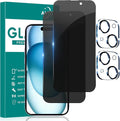 2+2 Pack Privacy Screen Protector for iPhone 15, 6.1 Inch | Camera Lens Protector, Tempered Full Screen Glass, Anti-Spy, Bubble Free, Case Friendly by AVOAR