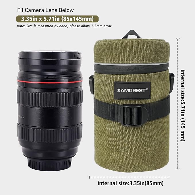 Camera Lens Case Lens Bag Compatible (3.15" x 5.71"(Canvas, Green)) - Image 3