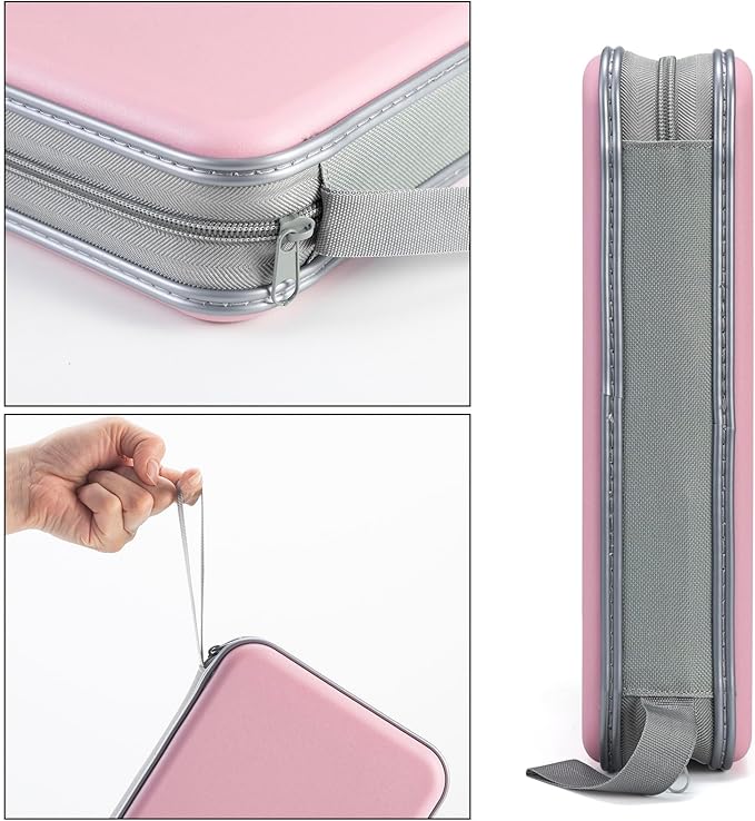 alavisxf xx CD Case, 96 Capacity Hard Plastic Disc Storage Holder for Car | CD DVD Holder, Portable Hand Strap, Zipper Closure, Anti-Slip Scratch-Resistant Sleeves, Disc Storage, for Home Office Travel - Image 2