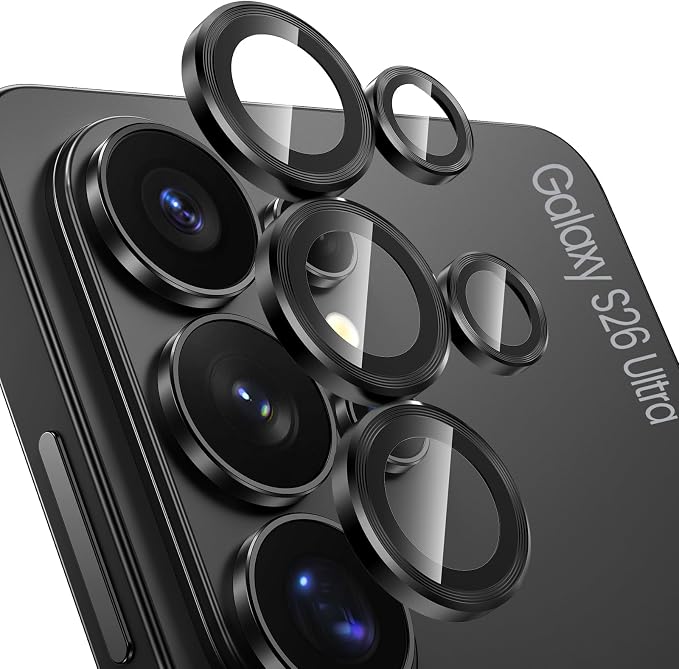 Tensea Compatible with Samsung Galaxy S26 Ultra Camera Lens Protector | 9H Tempered Glass Camera Cover Screen Protector Metal Individual Ring [Installation Tray][Case Friendly] by Tensea