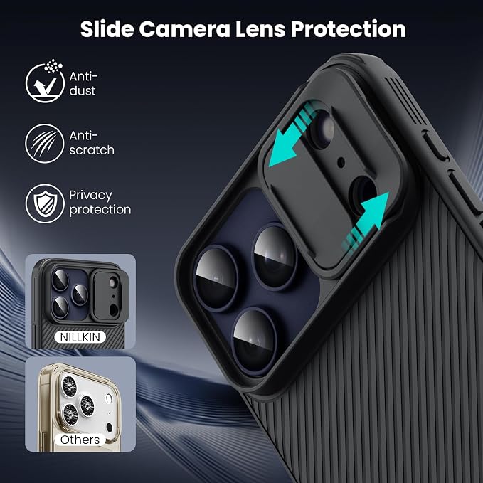 Nillkin for iPhone 17 Pro Case with Slide Camera Cover & Thin Slim Fit | Shockproof Protective | Protector Privacy | Phone Case Camera Lens Protector, Black - Image 2