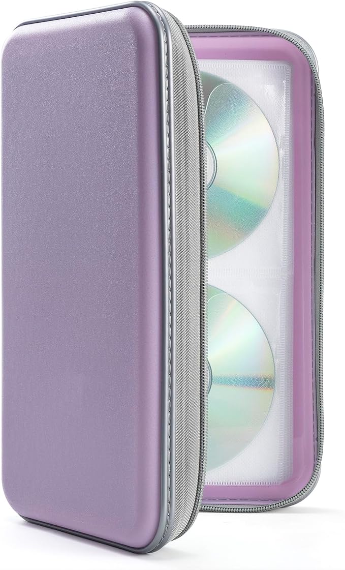 UENTIP CD Case,96 Capacity Hard Plastic DVD Case Holder for Car Home Travel | CD DVD Storage,Zipper Closure,Scratch-Resistant Sleeves,Stay Away Dust and Damp,Storage Music Video Gaming Discs Blu-ray by UENTIP