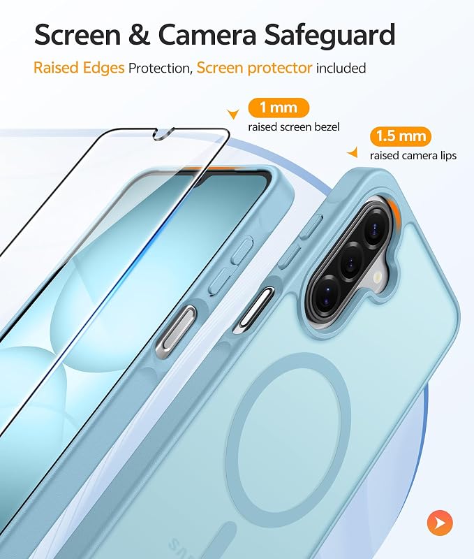 FNTCASE for Galaxy A17/A16 5G Phone Case, Fit for Magsafe, Screen Protector | Translucent Matte, 14FT Military Grade Drop Protection, Slim Shockproof Protective, for Samsung A 17 A 16 Cover, Teal - Image 4