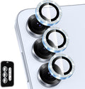 for Samsung Galaxy S25 Plus Camera Lens Protector, Individual Metal Ring Tempered Glass Lens Cover, [Strong Adsorption] Scratch Resistant Ultra-Thin HD Clear Lens Cover, 1 Set-Blue Diamond by Btscase