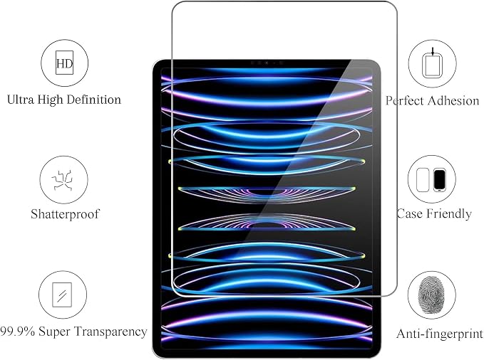 Ailun Screen Protector + Camera Lens Protector for iPad Pro 11 inch | 3+2 Pack, 2022/2021/2020 (4th/3rd/2nd Generation), Tempered Glass, Face ID & Apple Pencil & Case Compatible - Image 2