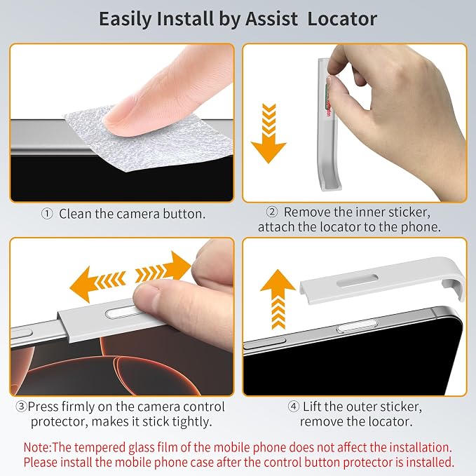 AMANECER 2 Pack Camera Control Button Protector for iPhone 17 Pro/Pro Max, Auto-Alignment Rugged Sensitive Slide Capacitive Protective Cover fit Apple Phone Side Click Touch Capture Key, Silver - Image 6