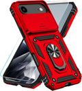 SunStory Phone Case for iPhone Air Case with HD Screen Protector & Slide Camera Cover & Rotated Ring Kickstand, [Military-Grade] Phone Case for iPhone 17 Air, Red by SunStory