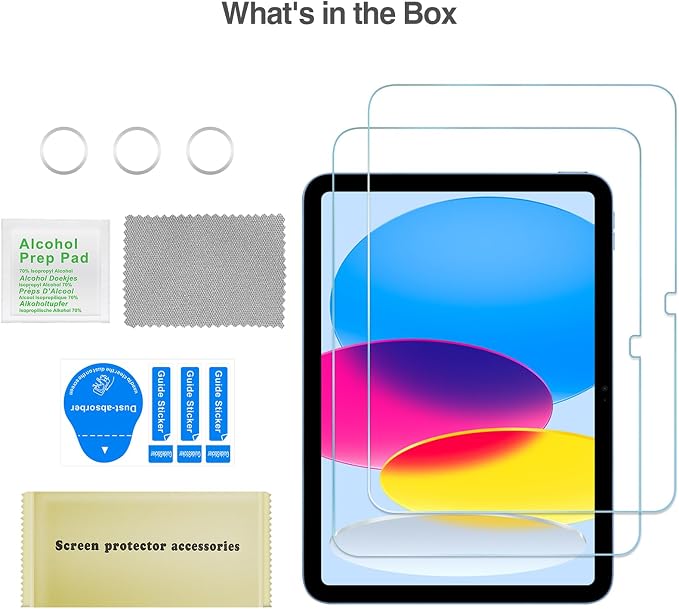 ProCase 3+1 Pack Screen Protector for iPad(A16) 11/10 Gen 11"/10.9" | Protective Tempered Glass Screen & Camera Lens Protector Guard for iPad 11th Gen A16 2025 / 10th Gen 10.9" 2022 - Image 8