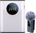 S67 Rechargeable Voice Amplifier Wireless Microphone for Teachers Classroom, Mini Lavalier Lapel Mic Clip Magnetic, Portable Bluetooth Speaker with LED Display for Class, Tour Guide, White by ZERFUN
