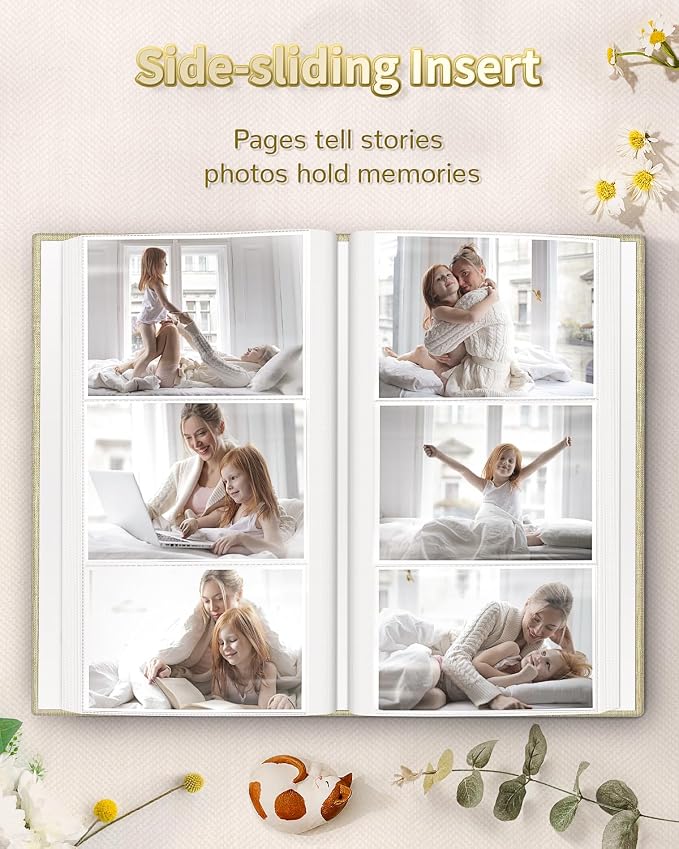 Artfeel Photo Album 4x6 with 300 Pockets,Slip-in Picture Albums,Linen Cover Memory Book with Front Window,White Page Vertical Photo Book for Wedding,Family,Anniversare,Baby,Vacation - Image 5