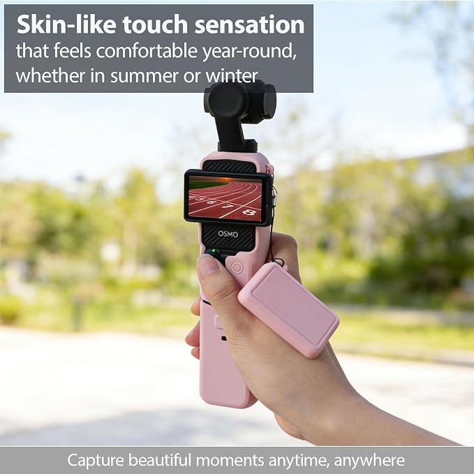 Case for DJI Osmo Pocket 3/Xtra Muse Camera, Soft Silicone Protective Case, Slim Fit Skin with mic Cover and Screen Protector Accessories for Osmo Pocket 3/Xtra Muse,Anti-Scratch (Pink) - Image 3