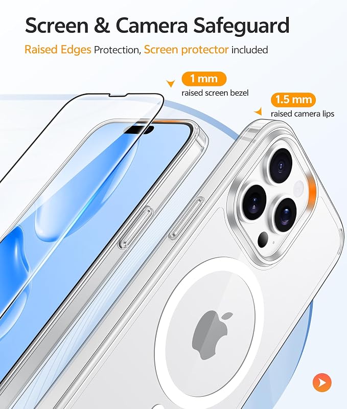 FNTCASE for iPhone 14 Pro Case, Compatible with Magsafe, Screen Protector | Anti Yellowing, Magnetic Phone Cases, 14FT Military Grade Drop Protection, Slim Shockproof Protective Cover, Clear - Image 4