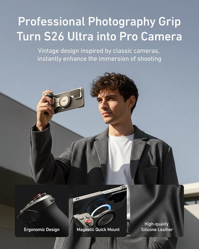 TELESIN Phone Camera Master Grip Kit for Samsung Galaxy S26 Ultra | with 10X Flash 2in1/ND16 Filter/Phone Case,Magnetic Wireless Charging for S26 Ultra, AI Filters DSLR Style Grip Handle Holder - Image 2
