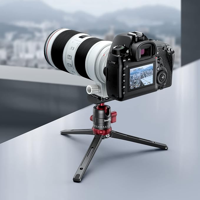 SmallRig Desktop Mini Tripod for Camera/Phone, Aluminum, Load up to 11lbs | Aluminum Alloy, with 360 Degree Ball Head, 1/4'' Quick Shoe Plate for Vlogging DSLR Camera Video, Load up to 11 pounds - Image 2