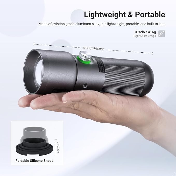 NEEWER Basics FL10 RGB Photography Flashlight w Desk Tripod Stand 4 Colors | 20 Gobo Filters, 7500mAh, 10W, 6300K, CRI95+, Portable LED Spotlight Ambient Sunset Light, Video Recording Studio Lighting - Image 8