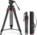 NEEWER 76" Video Camera Tripod with Fluid Head, One Step Quick Release Portable Tripod, Aluminum Heavy Duty Tripod Stand, Dual Mode QR Plate for DSLR Cameras Camcorders, Max Load 17.6lb, LL27 by Neewer