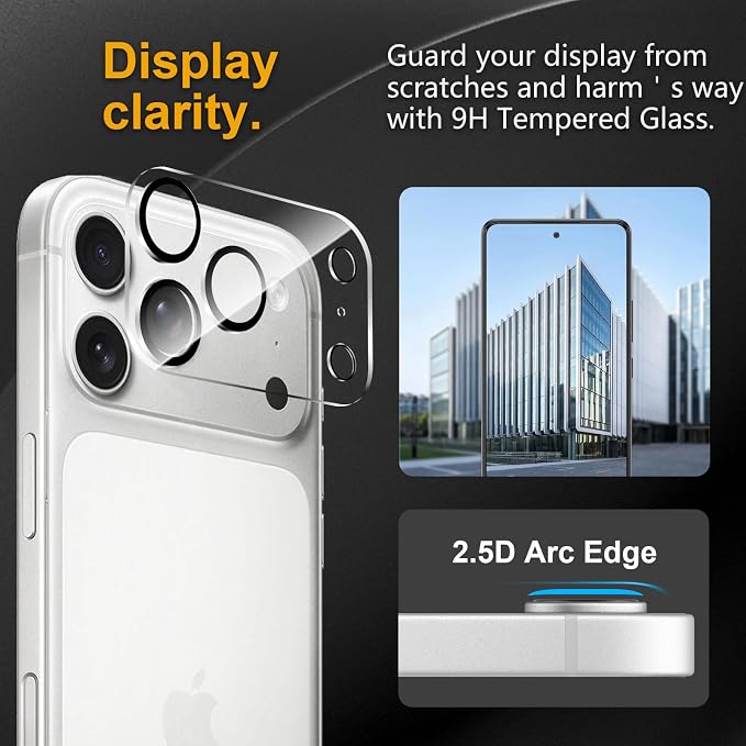 3 Pack Camera Lens Protector for iPhone 17 Pro Max | Tempered Glass,Anti-Fingerprint,9H Hardness,Scratch Resistant,Easy to Install,Bubble Free,HD Clarity - Image 2