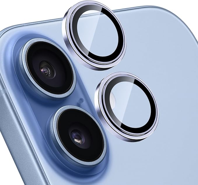 Camera Lens Protector for iPhone 17, Blue | AR+AF, 9H Tempered Glass, Individual Metal Ring, Anti Glare, Fall Protection, Camera Screen Cover by TENOC