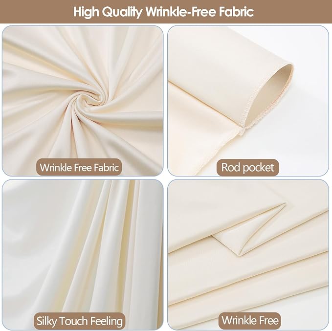 10x10ft Wrinkle Free Ivory Backdrop Curtain for Parties Soft Fabric Drapes Wedding Ivory Curtain Backdrop for Birthday Party Decorations Background for Photography 5x10ft,2 Panels - Image 4
