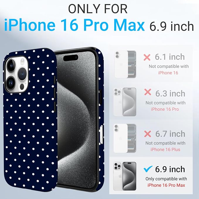 TPU Phone Case for iPhone 16 Pro Max, MagSafe Wireless Charging Compatible, Shockproof Slim Fit Protective Cover with Anti-Yellowing & Raised Camera Protection (Polka dot 7, iPhone 16 Pro Max) - Image 2