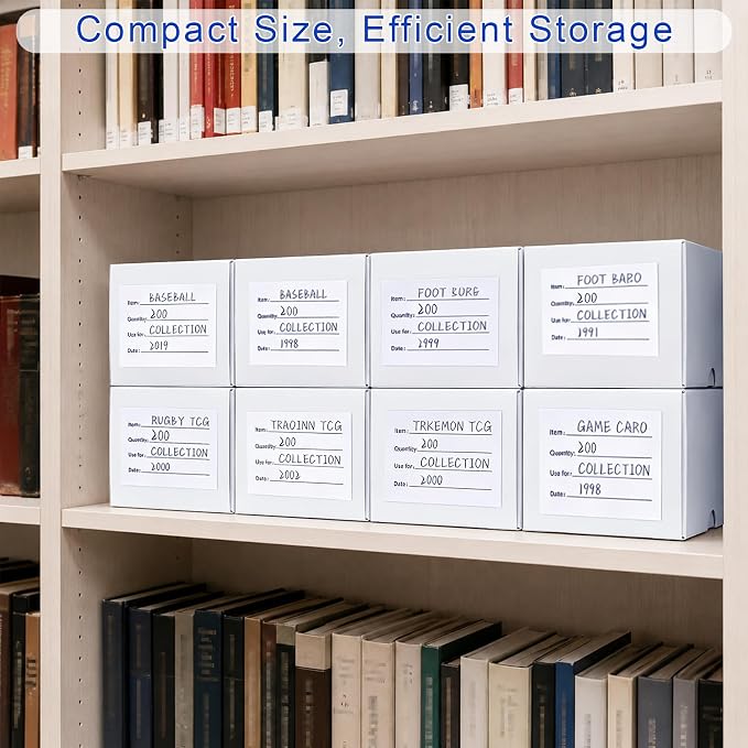 Trading Card Storage Box, 8-Pack 200 Count Cardboard TCG & Sport Card Box | Trading Card Storage with Divider and Labels, Card Organizer Box for MTG, Magic, Football, Basketball, Game Card Collections - Image 6