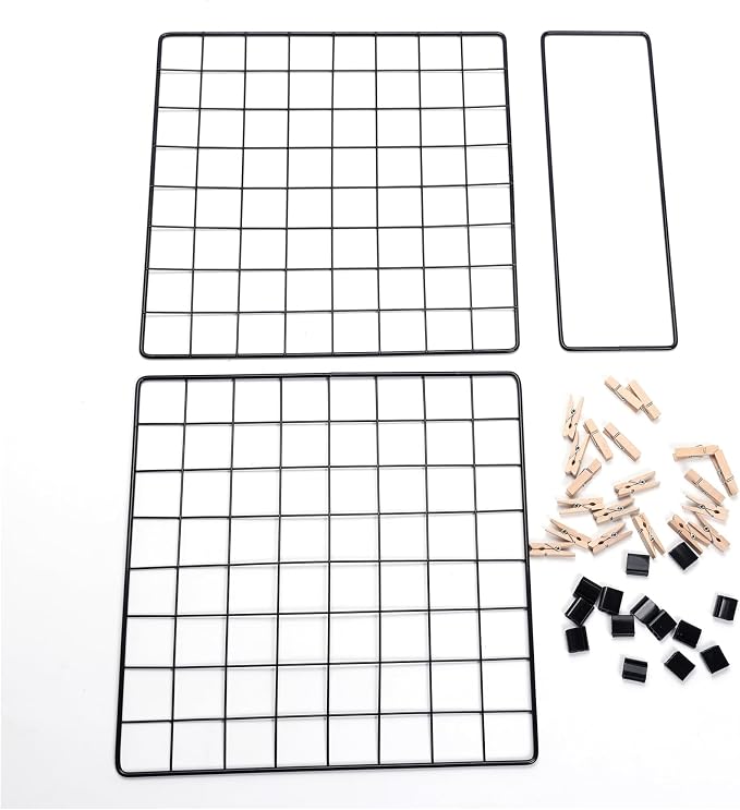 Photo Display Rack, Note Display Rack, Double sided Photo Metal Rack, Desk Photo Manager, With 20 Wooden Clips, Black - Image 4