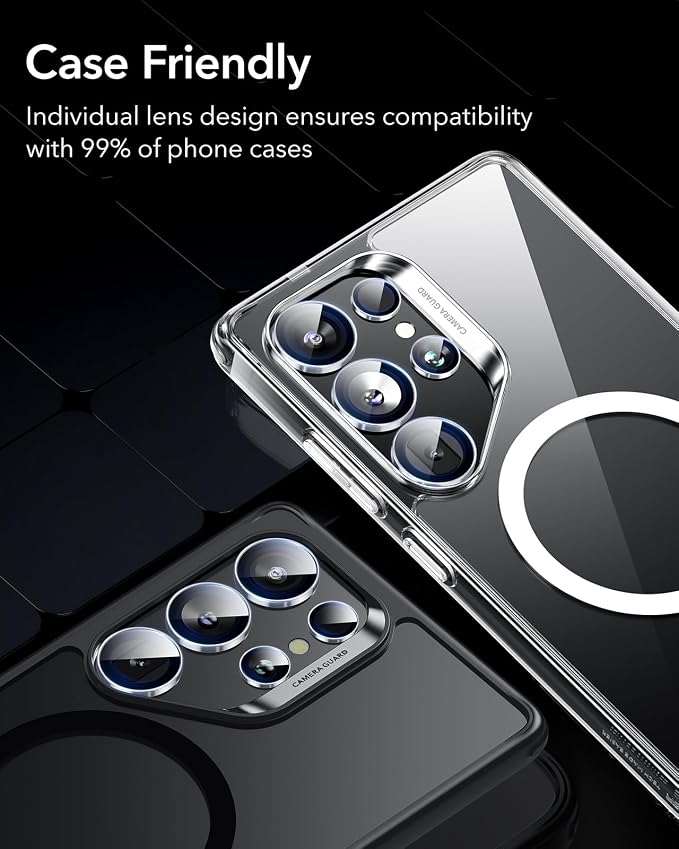 ESR for Samsung Galaxy S25 Ultra Camera Lens Protector, 1 Pack, Silver | Individual Camera Cover, 9H Tempered Glass, Original Camera Clarity, Scratch-Resistant, Case Friendly - Image 8
