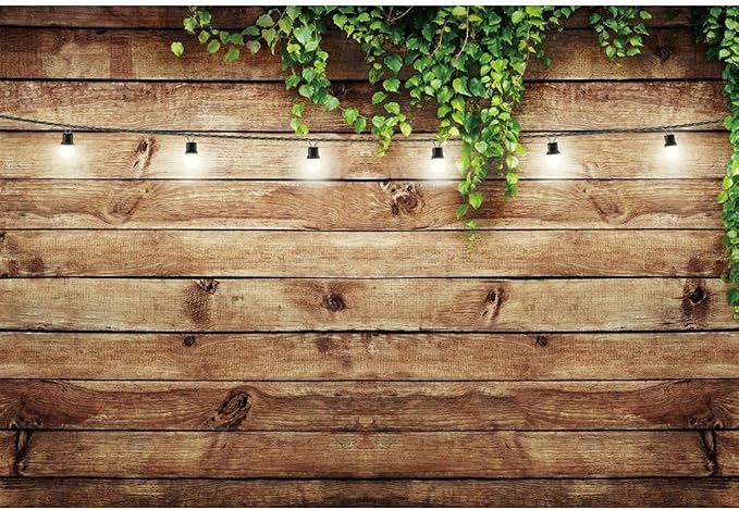 10x8ft Rustic Background for Photography Green Leaves Woodlands Photos Backdrops Wood Plank Backdrops for Weddings Birthday Baby Shower Party Barn Farmhouse Decorative Banner - Image 2