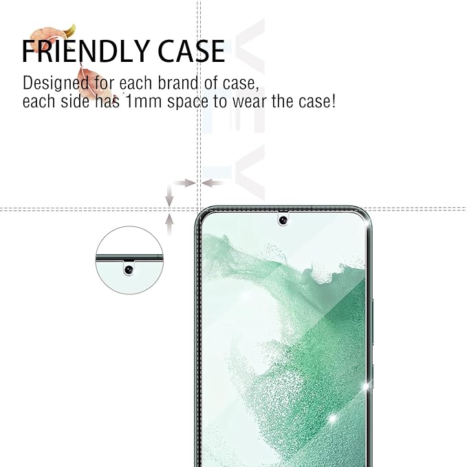 Screen Protector for Samsung Galaxy S22, [2+2 Pack] Tempered Glass for Galaxy S22 & Camera Lens Protectors[Ultrasonic Fingerprint Unlock] [Case Friendly] [Bubble-Free] - Image 5