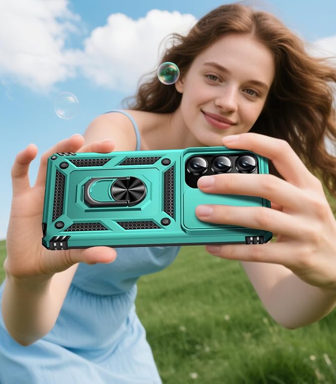 Taisairu for Samsung Galaxy S26 Ultra Case with Screen Protector & Slide Camera Lens Cover, Built-in Magnetic Ring Stand Shockproof Protective Phone Case for Samsung S26 Ultra Case (Mint Green) - Image 8