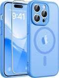 FNTCASE for iPhone 14 Pro Case, Compatible with Magsafe, Screen Protector | Full Camera Protection, Translucent Matte, 14FT Military Grade Drop Proof, Shockproof Protective Phone Cover, Ice Blue by FNTCASE