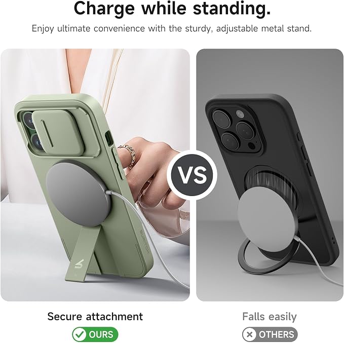 SURITCH for iPhone 13 Pro Case with Magnetic Camera Slide Cover and Adjustable Kickstand, Compatible with MagSafe, Shockproof Bumper Case Slim Protective Cover for iPhone 13 Pro 6.1 Inch, Green - Image 5