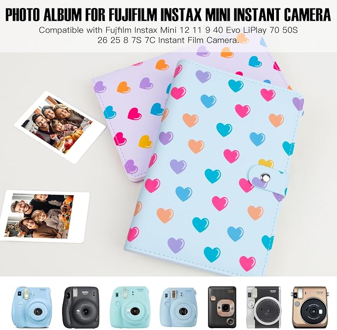 Veicevol 156-Pocket Album for Instax Mini & Polaroid 2x3 inch Photos, Blue | PU Leather Cover, Portable Album, Mini Photo Album for Fujifilm Instax Mini Camera, Polaroid Camera, Wedding Keepsake - Image 6