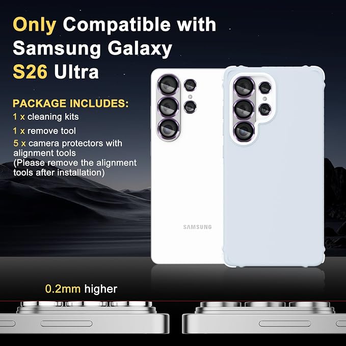 Camera Lens Protector for Samsung Galaxy S26 Ultra, Violet | Tempered Glass, Auto-align Tray, Easy Installation, Case Friendly, Anti-Scratch, HD Clear, Ultra Slim - Image 7
