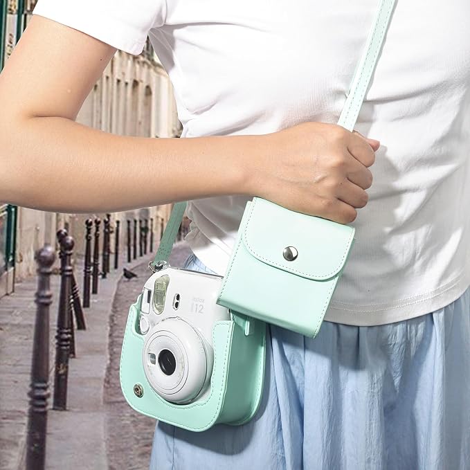 CAIYOULE Square Photo Pouch for Fujifilm Instax SQ Films, Green | PU Picture Holder Case for Fujifilm Instax SQ1/40/20/10/6/SP-3 2.9x3.4" Film, Photo Storage Pocket, Can hold 50+ SQ Photos - Image 5