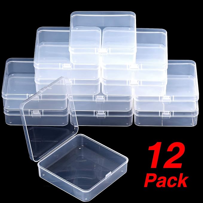 SATINIOR 12 Pack Beads Organizer Box Clear Plastic Beads Storage Containers Box with Hinged Lid for Bracelet Making DIY Jewelry Craft Nail (3.70 x 3.70 x 1.18 Inch) - Image 4
