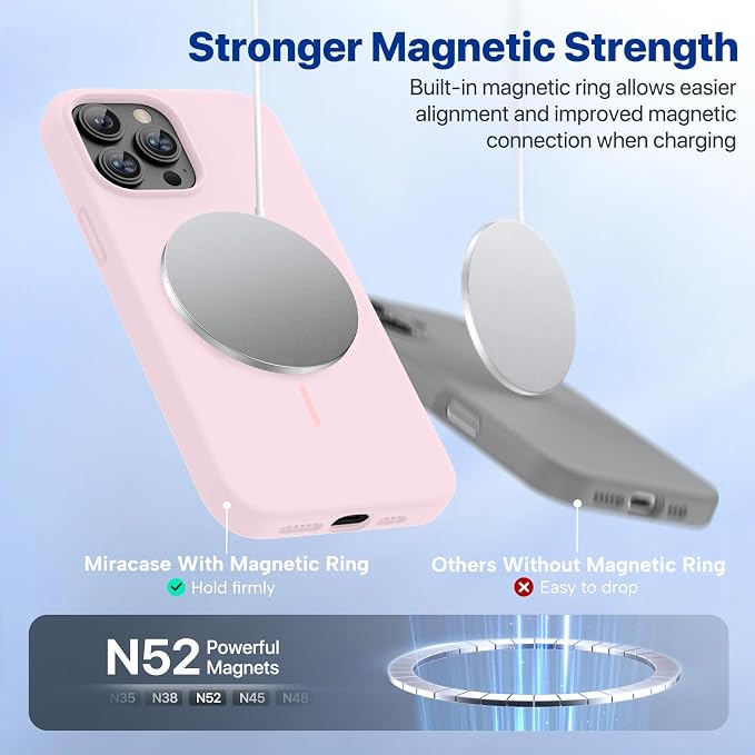 Miracase Magnetic for iPhone 13 Pro Case, Silicone, Soft Microfiber Lining - Image 5