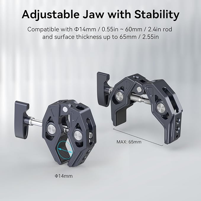 SMALLRIG Super Clamp, Camera Mount with 1/4'' and 3/8'' Threaded Holes | 7.7lbs/3.5kg Payload, Compatible with Cameras, Monitors, LED Lights, etc. - Image 2