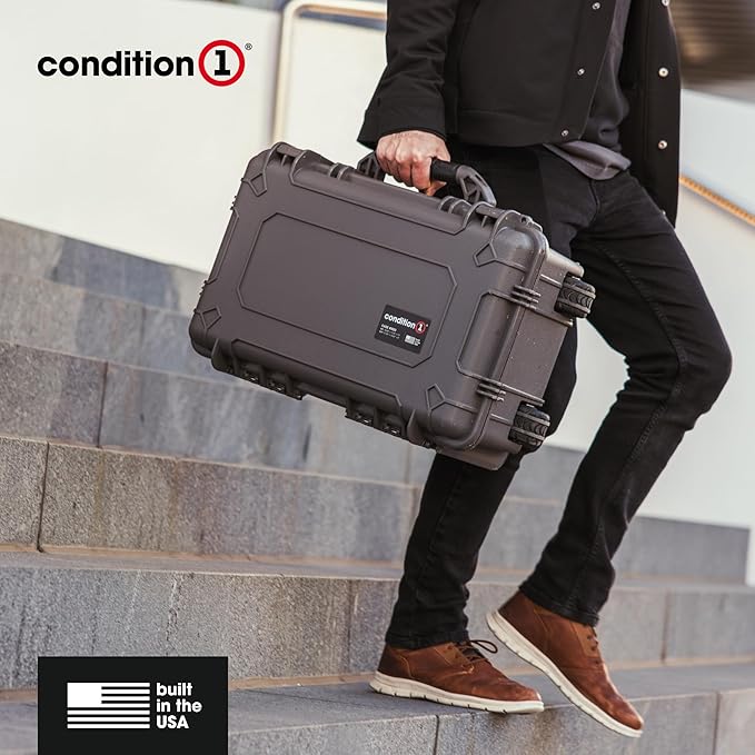 Condition 1 22" Large Rolling Lockable Hard Storage Case, Model 300, Black | Padded Divider, Lid Organizer, Waterproof Protective Box for Camera, Production Gear, Made in USA, 21.84"x13.82"x9" - Image 4