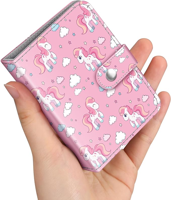 Fintie Mini Photos Album Book for 2x3 Inch Films - 52 Pockets Small Albums | For Fujifilm Instax Mini, Polaroid Hi-Print Pictures, Portable Kpop Photocard Holder, Travel Memory Book, Pink Horses by Fintie