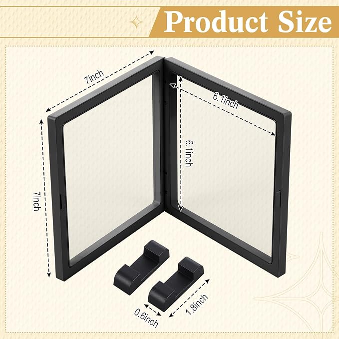 Harloon 12 Pcs 3D Floating Display Case, Black White, 7 x 7 x 0.8, Square | 3D Floating Frame for Challenge Coins, Medallions, Fossils, Gemstones, Jewelry, Collectibles Shadow Box Display Holder - Image 2