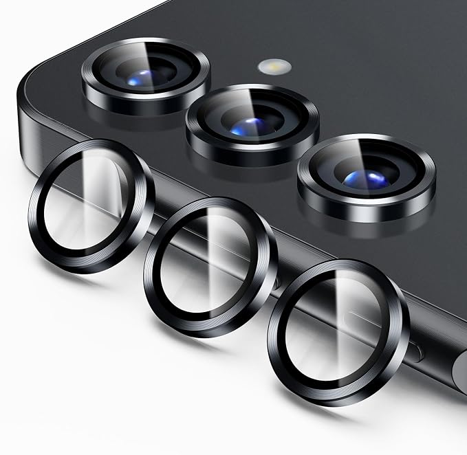Korecase for Galaxy S25 FE Camera Lens Protector, 9H Tempered Glass Anti Scratch Camera Screen Protector Film Shcokproof Metal Ring Lens Protector for Galaxy S25FE (Black) by Korecase