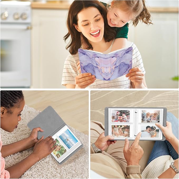 Fintie Mini Photos Album Book for 2x3 Inch Films - 104 Pockets Small Albums | For Fujifilm Instax Mini 13/12/11/99/40/Evo/Se/7+/Liplay Instant Camera, Photos Keepsakes, Kids Memory Book, Lilac Marble - Image 7