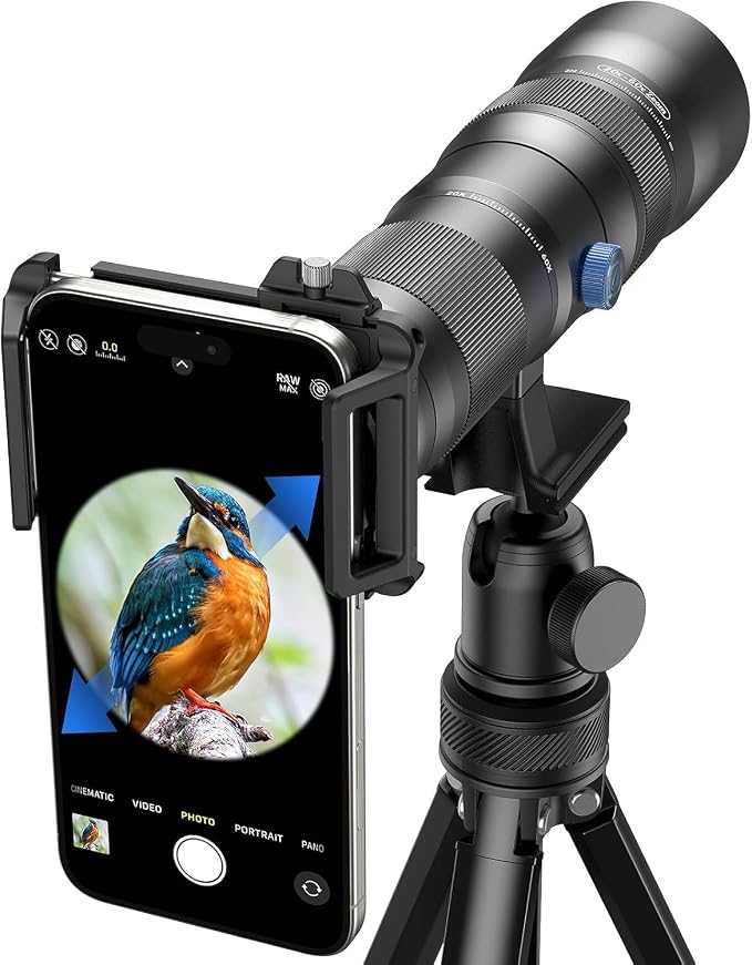 20-60X Zoom Telephoto Lens, Evil Eye High Power HD Telephoto Phone Lens with Tripod and Universal Phone Clip for iPhone 16/15/14/13 Series, Samsung, Android Phone and Most Smartphone by Evileye
