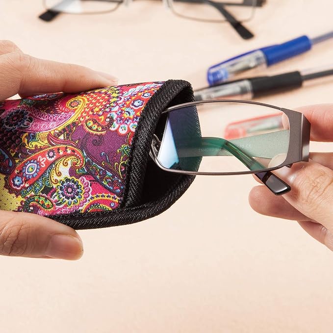 TRIUMPH VISION 3 Pack Reading Glasses Pouch Soft Case Eyeglass Sleeve Slim | Alternative to Bulky Case in bag, Lightweight Lined Padded Protect Optical lens Slip in, Cute Pattern Portable for Daily Use - Image 5